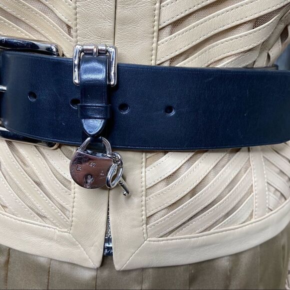 Ralph Lauren 2015 Resort Sandstone Beige Chevron Lamb Leather Zip Front Jacket - Picture 12 of 16